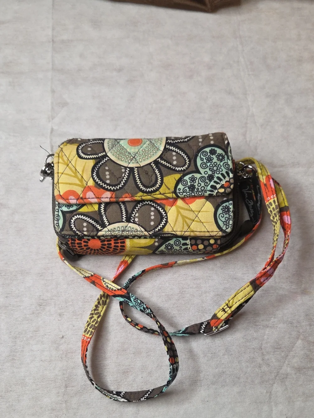 Vera Bradley Quilted Floral Crossbody in Yellow, Aqua-Teal Int-Project